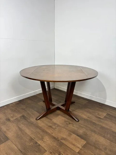 Vintage round oak drop leaf - vintage,