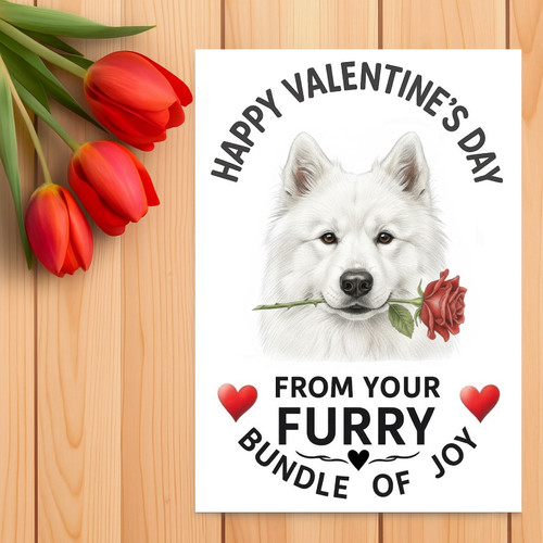 Samoyed valentine day card - samoyed,
