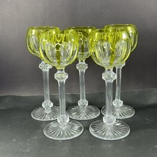 Antique 5 pcs Baccarat France Cranberry Cut to Clene and yellow Wine Glass