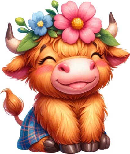 Funny rose highland cow - funny, wall