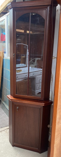 Brown corner display cabinet - brown,