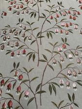 Sanderson Curtain Fabric 'CHINESE LANTERN EMBROIDERY' 1.4 METRES  MINT/APRICOT
