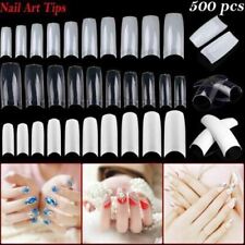 500 Artificial French False Acrylic Nail Art Tips White Clear Natural UV Gel