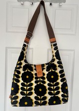 Orla Kiely Cut Out Wildflower Print Midi Sling Cross Body Hand Bag Mustard Black