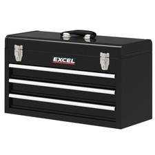 3 Drawers Portable Tool Chest Lockable Tool Box with Ball Bearing Runners Black