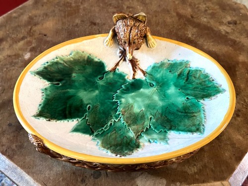 George jones majolica fox - george, dish