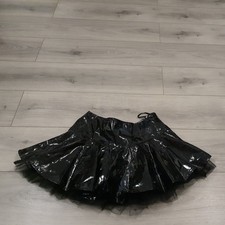 Ann Summers Black PVC Micro Mini Tutu Skirt Size 14