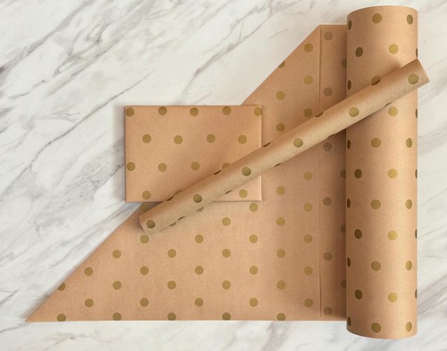 Wrapping paper gold spots - gold, 50cm