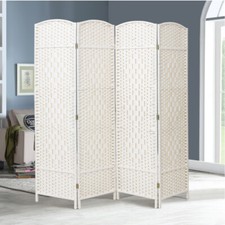 Folding Room Divider 3/4/6 Panel Privacy Screen Wooden Weave Separator Partition