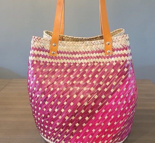 Handwoven magenta tote bag - magenta,