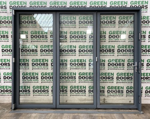 Grey aluminium bifolding doors - grey,