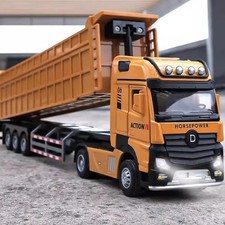1:50 RC Dump Truck Model Diecast Toy Doors Open Pull Back Sound Kids Vehicle