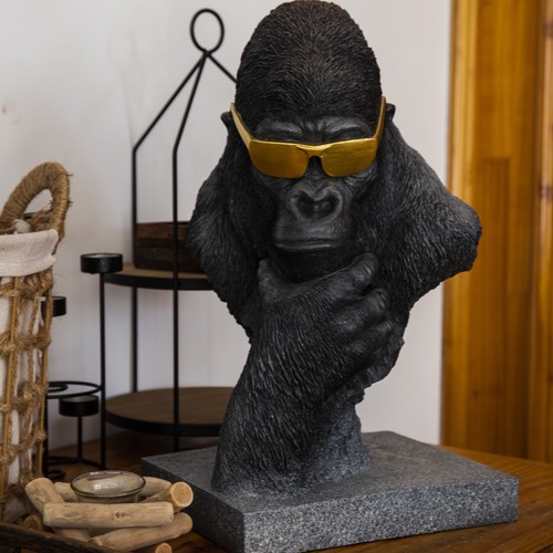 Gorilla head golden glasses - gorilla, w/golden