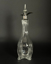 19thC Baluster Shaped Slender Claret Jug Decanter Sterling Silver Mount/ Stopper