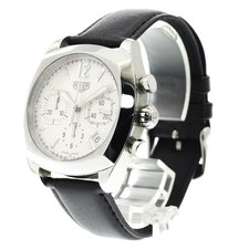 TAG HEUER MONZA CR2111 38mm SS Leather Silver Dial Automatic Chronograph #C197