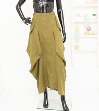 Ivan Grundahl Linen Maxi Skirt Green Asymmetric Draped Pockets Long Skirt 40