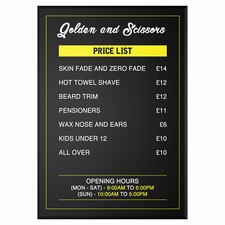 Barber Shop Price List Salon SIGN ADVERTISING PRICES Board Poster Print