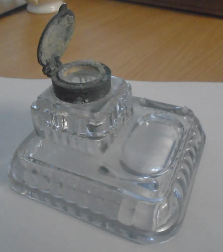 Vintage glass inkwell - glass, with