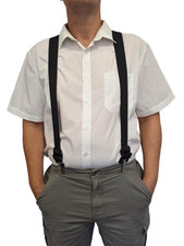 Mens Wide Braces Heavy Duty 3.5cm Plastic Clips Airport Security Friendly Strong