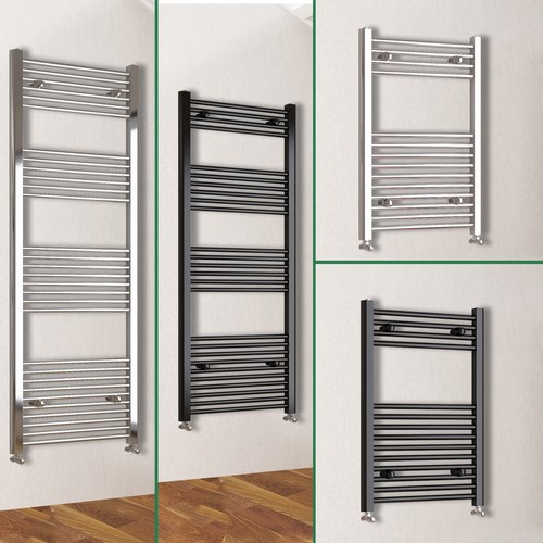 Chrome black heated towel rail - black,