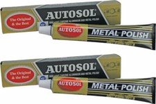 2 x Autosol Solvol Chrome Polish Tube Cleaner Aluminium Brass Steel Metal 75ML