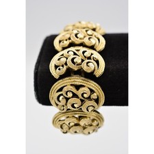 Coro Vintage Bracelet Brushed Gold Chunky Textured Linked Pegasus Signed Bin7