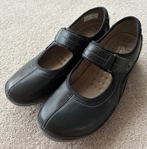 Womens black leather clarks - leather,