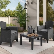 3PC Rattan Bistro Set Outdoor Garden Furniture Table & Chairs Patio