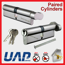 Euro Cylinder Locks  Keyed Alike PAIR Thumb-turn Lock - Perfect for French Doors