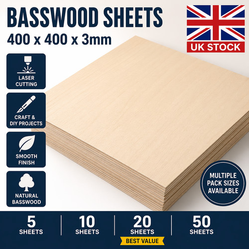 Basswood sheets 400x400x3mm - basswood,