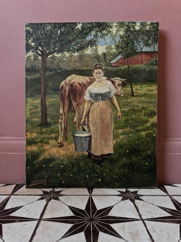 Dutch milkmaid cow oil - dutch,
