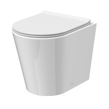 Nuie Round Rimless Back to Wall Toilet Pan & Soft Close Sandwich Seat Bathroom
