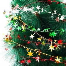 VEYLIN 25Ft Star Shaped Tinsel Wire Garland for Christmas Trees Decoration (S...