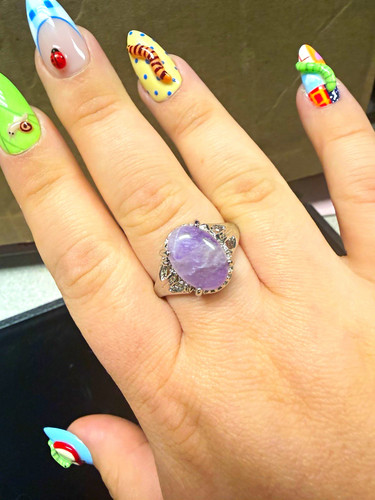 Vintage amethyst silver tone - vintage,