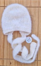 Knitted Adult Luxury Bonnet VINTAGE MOHAIR  CREAM