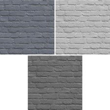 Muriva Painted Brick Pattern Wallpaper Faux Effect Metallic Motif Textured Roll