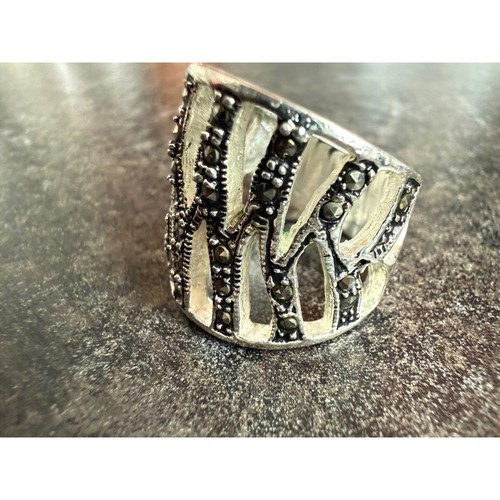 Marcasite wide band - marcasite, statement
