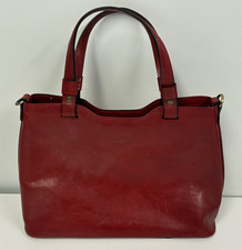GIANNI CONTI LEATHER HANDBAG RED 2 X GRAB HANDLES BASE STUDS *READ DESC