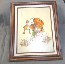 R. Smith Britney Hunting Dog Art Painting Duck Hunter Pointer Framed Signed READ