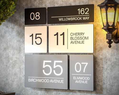 Modern house number plaques - house,