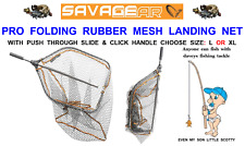 SAVAGE GEAR PRO FOLDING RUBBER MESH LANDING NET+HANDLE BOAT SALMON