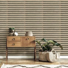 Fine Decor Wood Slats Wallpaper Realistic 3D Effect Paneling Black FD42996