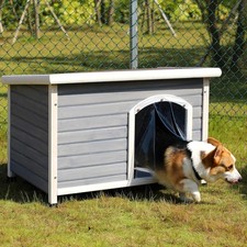 Outdoor Wooden Dog Kennel 103x66x70cm with Removable Floor & Insulated Roof