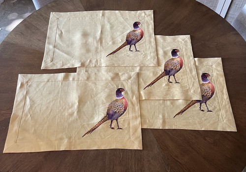 Vintage embroidered pheasant - vintage,