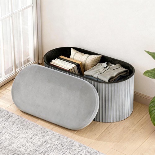 Oval folding storage ottoman - oval,