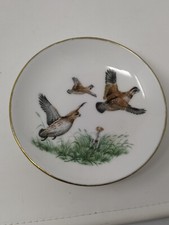 CROWN STAFFORDSHIRE GAME BIRD GROUSE + HUNTING DOG TRINKET DISH