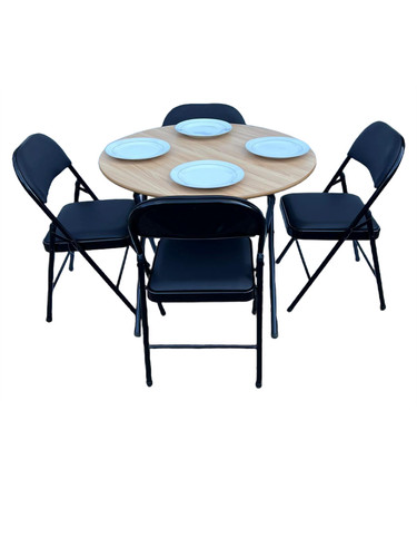 Folding dining round table - round, 4