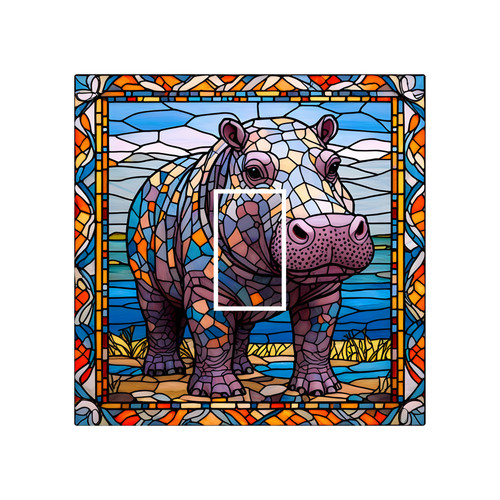 Cute hippo wild animal stained - hippo,