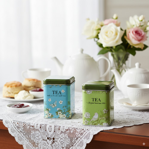 Tea caddy storage - tin, set