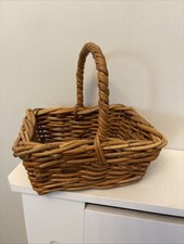 Classic Vintage Mini Wicker Basket Brown  Length 9” Height 9” With handle Woven